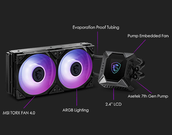 MSI MPG CoreLiquid K240 V2 ARGB CPU Cooler in action