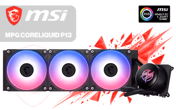 MSI MPG CoreLiquid P13 360 AIO Liquid Cooler, 360mm Black - image 1 MSI MPG CoreLiquid P13 360 AIO Liquid Cooler, 360mm Black - image 1