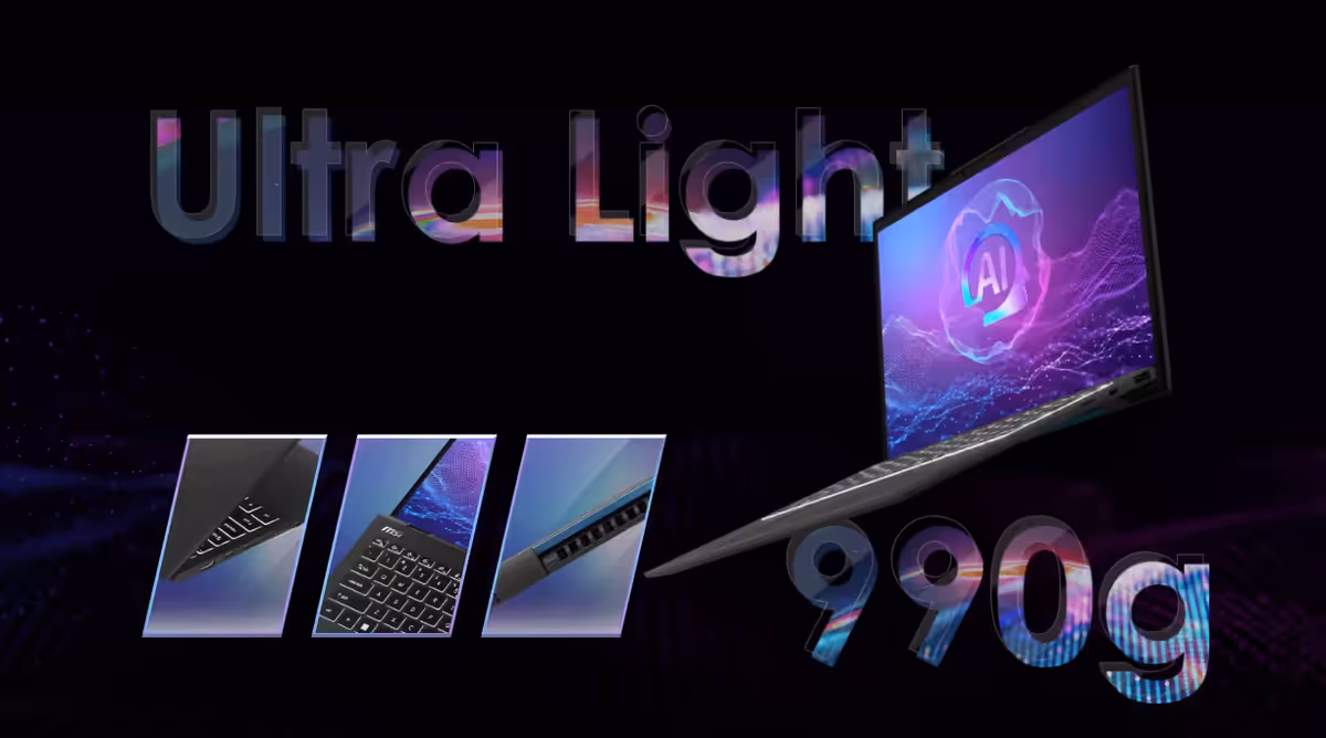 MSI Prestige 13 AI Evo A2M laptop in a compact, elegant design