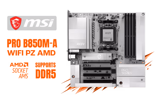MSI PRO B850M-A WIFI PZ AMD DDR5 Motherboard - image 1 MSI PRO B850M-A WIFI PZ AMD DDR5 Motherboard - image 1