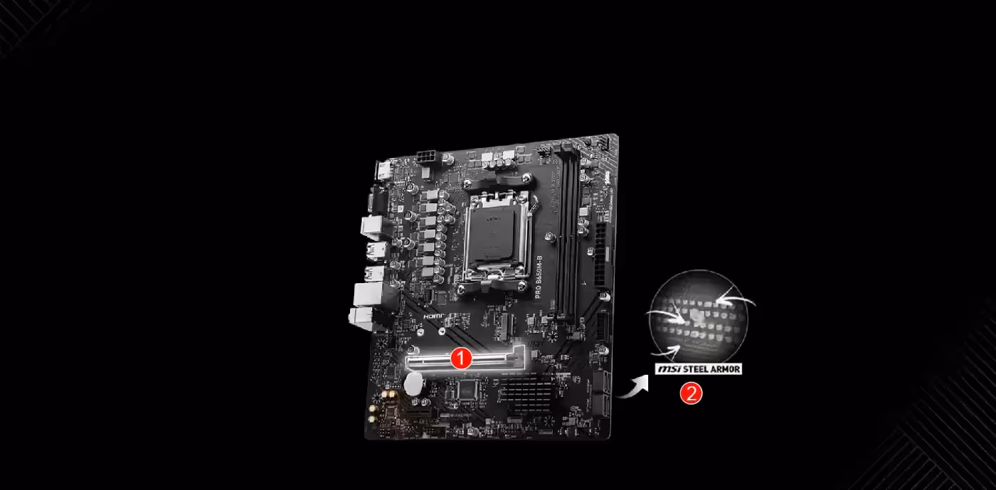 Lightning Gen 4 PCI-E slot with protective Steel Armor