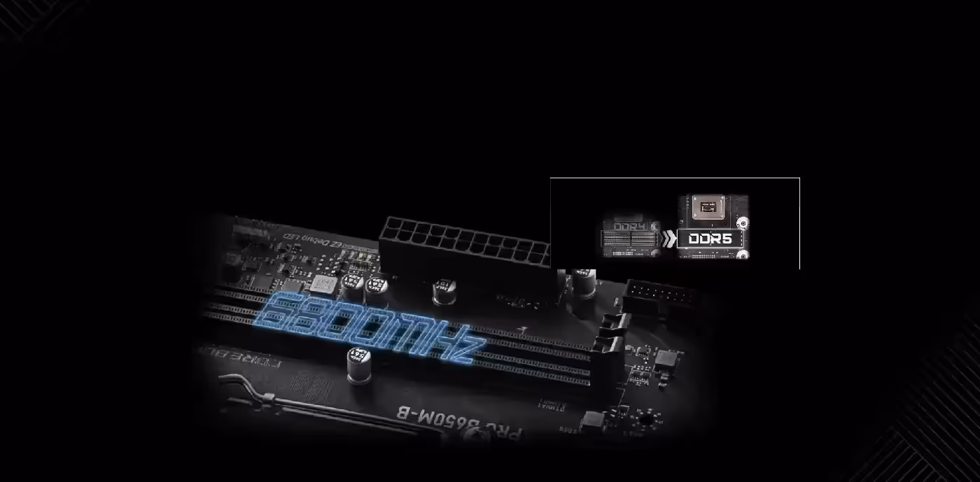 MSI DDR5 memory slots featuring SMT and Memory Boost technology