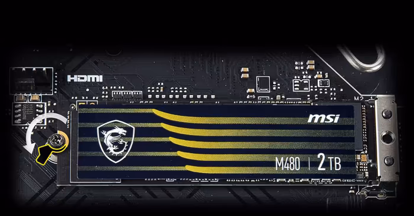 Detailed view of the EZ M.2 clip for fast SSD installation
