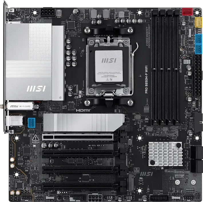 MSI PRO B850M-A WiFi Micro-ATX Gaming Motherboard Supporting DDR5 Memory and High-Speed Data Transfer