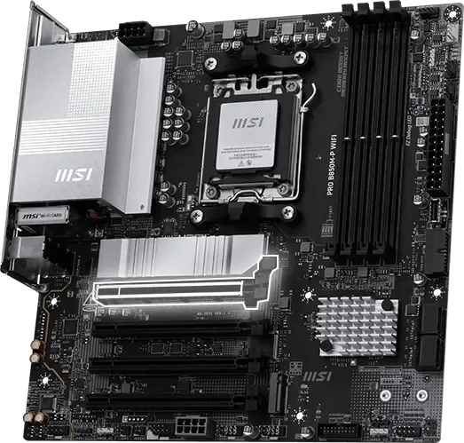 MSI Motherboard reinforced with <strong>Steel Armor II</strong> for enhanced durability and stability in high-performance builds