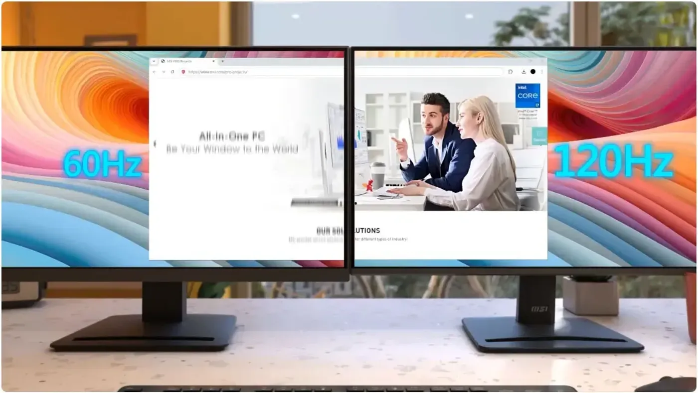Motion sequence on the MSI PRO MP275 E2 illustrating the 120Hz refresh rate