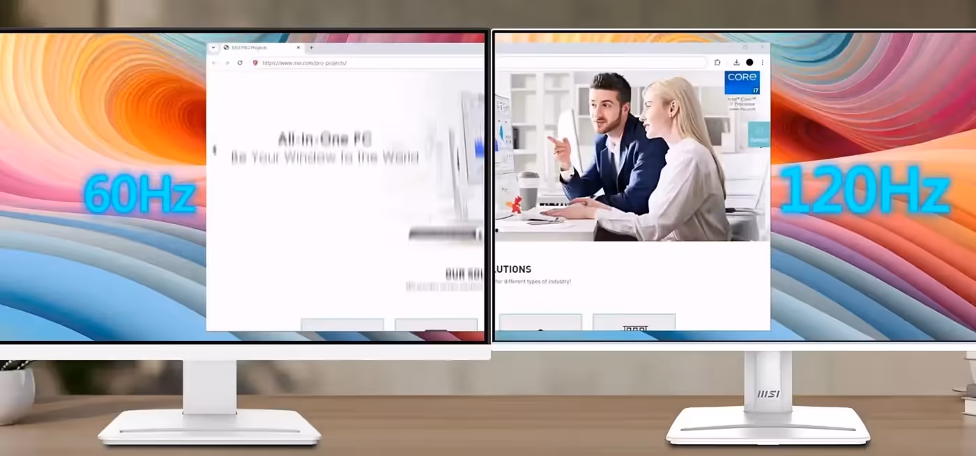 High refresh rate MSI PRO MP275 E2 monitor highlighting VESA mount and Power Link integration