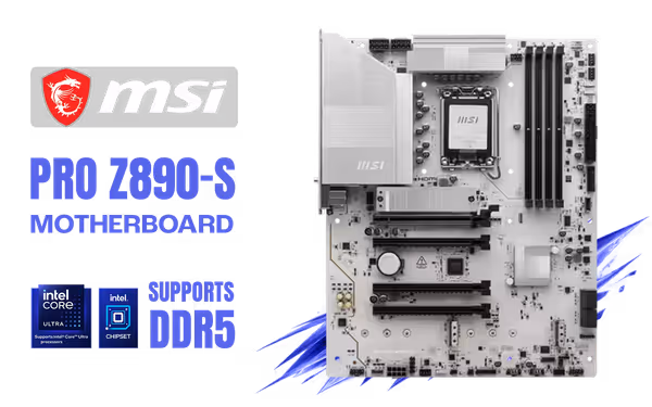 MSI PRO Z890-S Wi-Fi White ATX Motherboard — DDR5, Wi-Fi 7 - image 1 MSI PRO Z890-S Wi-Fi White ATX Motherboard — DDR5, Wi-Fi 7 - image 1