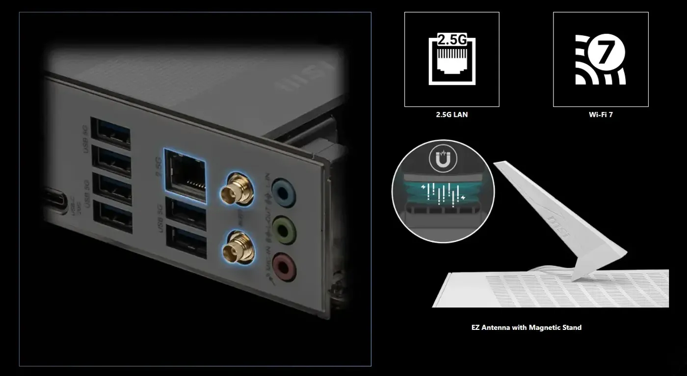 MSI PRO Z890S WiFi White ATX Motherboard - High-Speed Connectivity