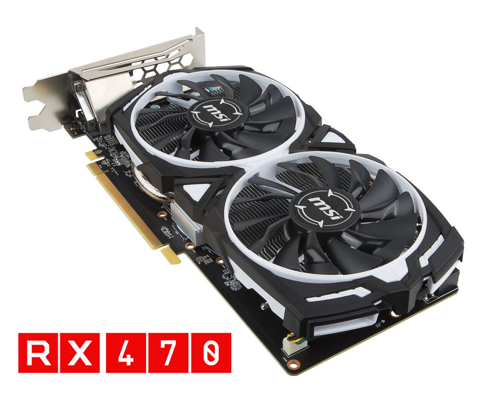 MSI Radeon RX 470 ARMOR 8GB GDDR5 OC Edition Graphics Card