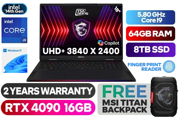 MSI Raider 18HX 14th Gen Core i9 RTX 4090 Gaming Laptop with 8TB SSD - image 1 MSI Raider 18HX 14th Gen Core i9 RTX 4090 Gaming Laptop with 8TB SSD - image 1