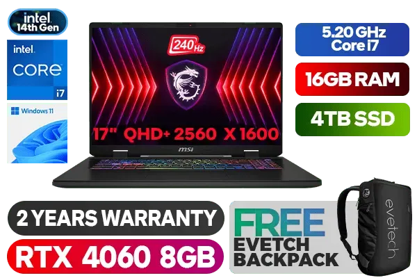 MSI Sword 17 HX B14VFKG Intel Core i7 RTX 4060 Laptop with 4TB SSD - image 1 MSI Sword 17 HX B14VFKG Intel Core i7 RTX 4060 Laptop with 4TB SSD - image 1