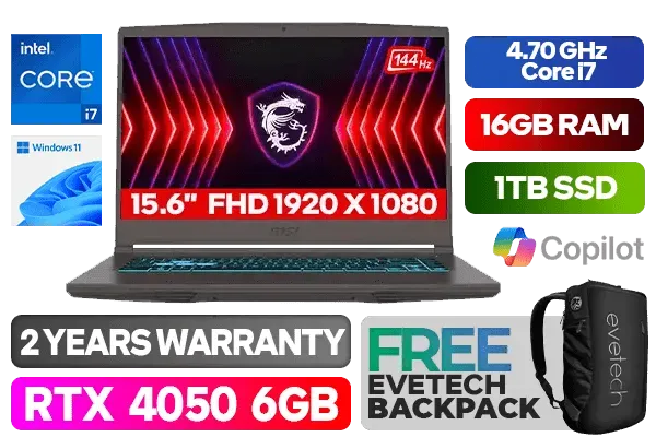 MSI THIN 15 B12VE Intel Core i7 RTX 4050 Gaming Laptop With 1TB SSD - image 1 MSI THIN 15 B12VE Intel Core i7 RTX 4050 Gaming Laptop With 1TB SSD - image 1