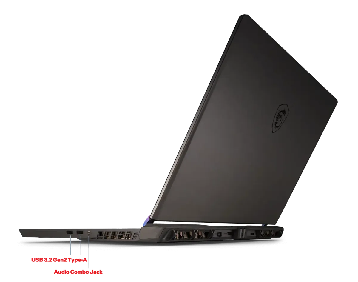 Vector A16 HX left side ports including USB Type-A and Audio Jack