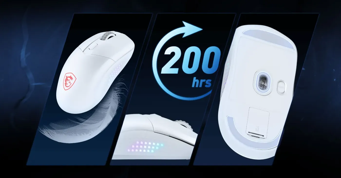 Lightweight 65 gram mouse design with high-performance PTFE skates