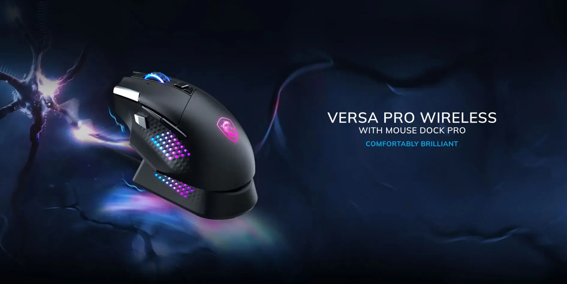 Versa PRO Wireless Gaming Mouse with Dock and RGB Lighting - Desktop View