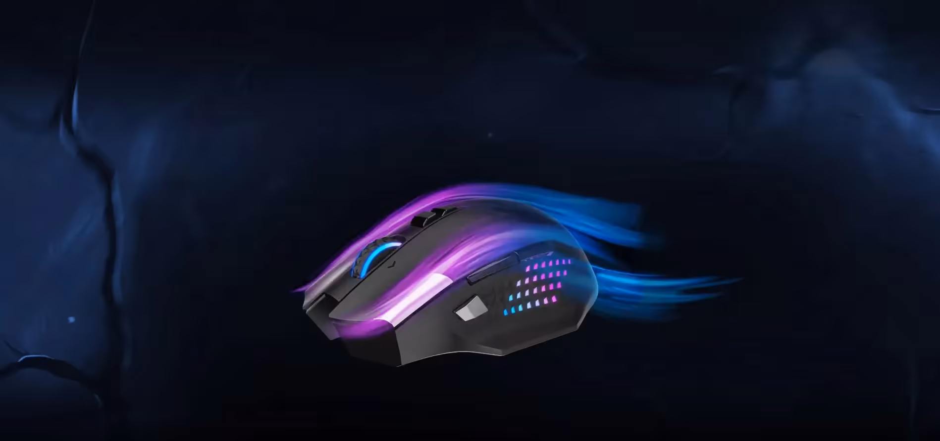Ergonomic Gaming Mouse Design with Sculpted Contours and Thumb Rest - Desktop View