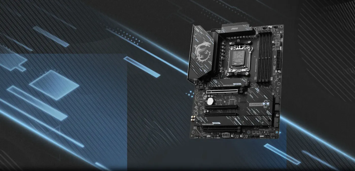 MSI X870 Gaming Plus WIFI motherboard featuring AM5 socket and DDR5 slots