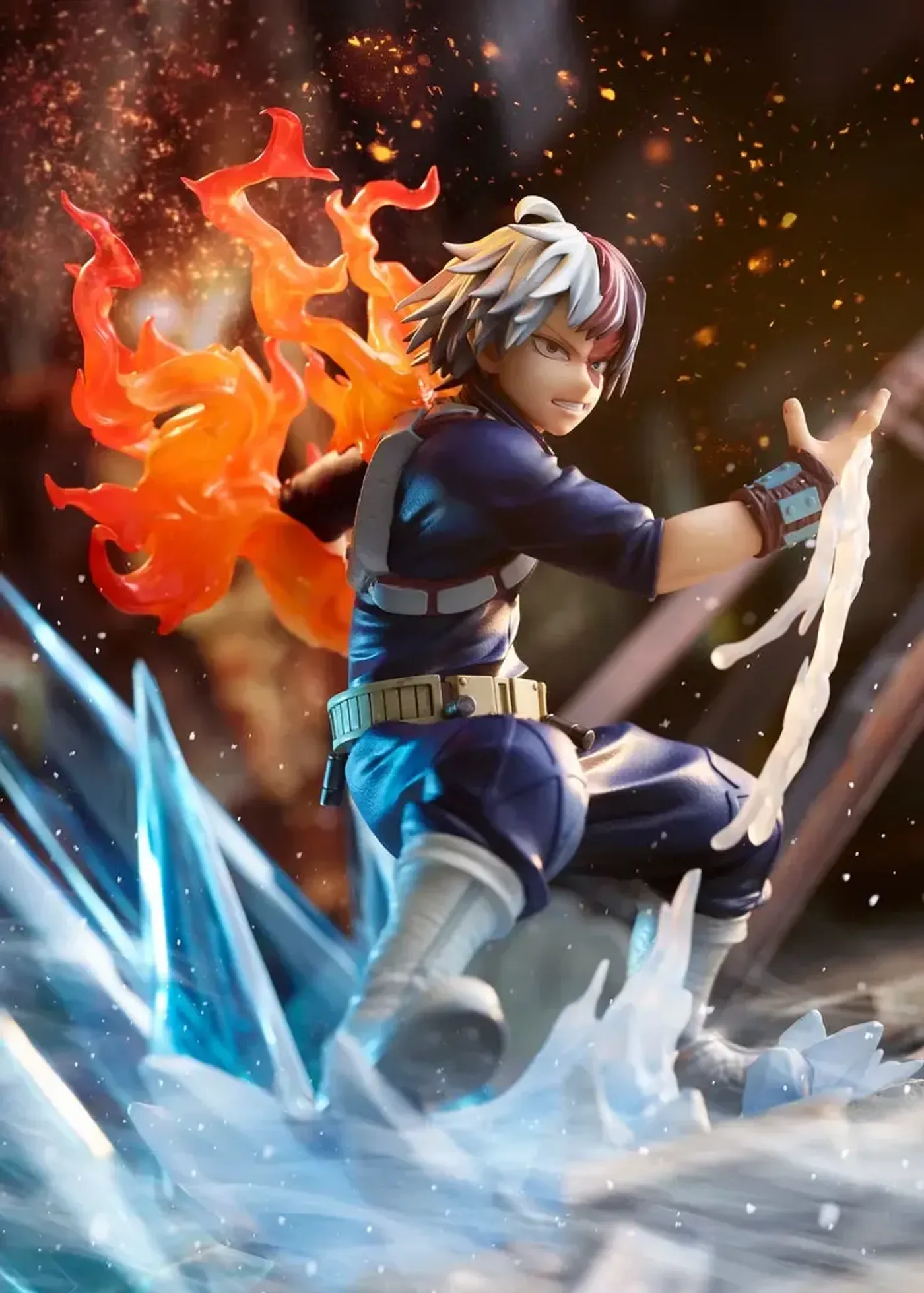 Close view of the intricate detailing on the Shoto Todoroki figure