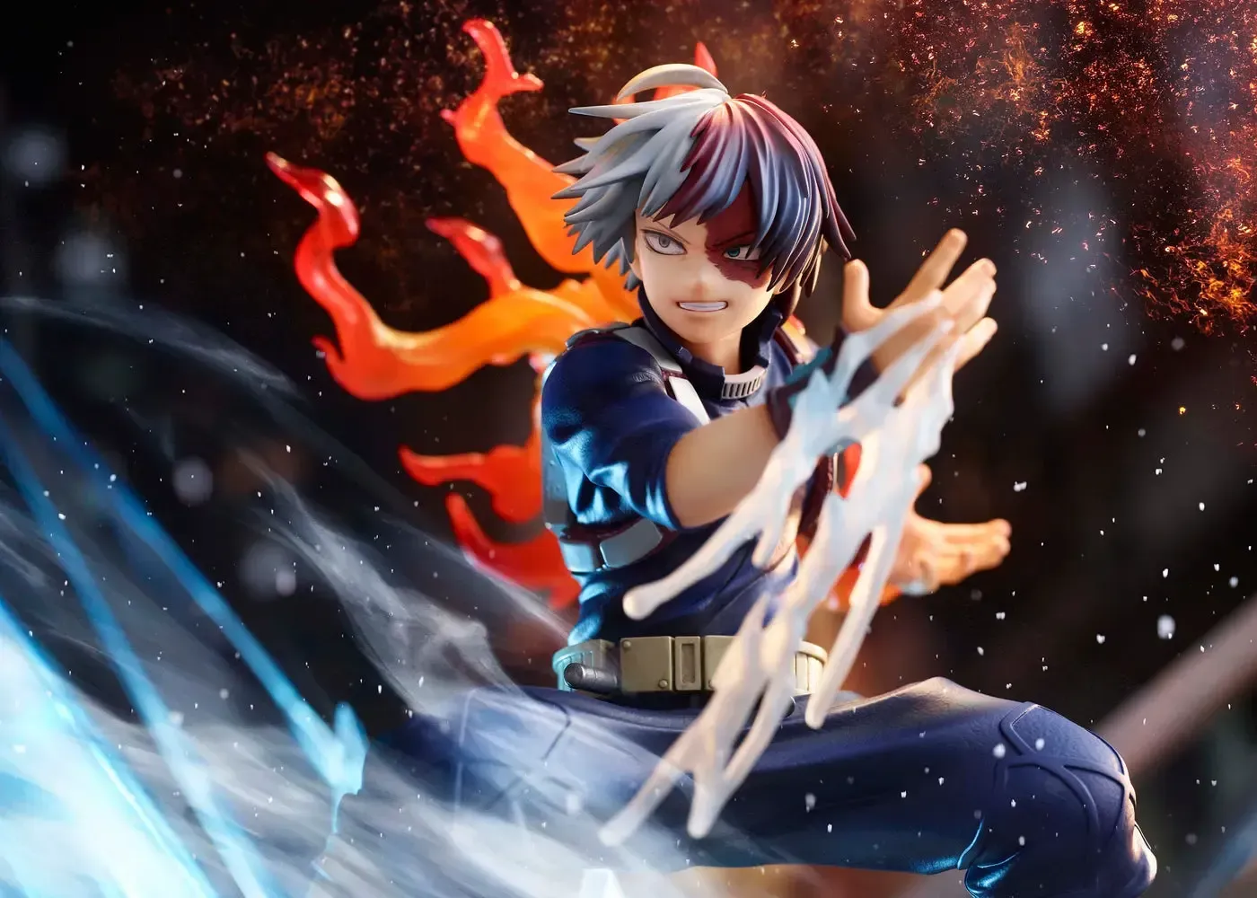 Shoto Todoroki 1/8 scale figure shown on a display shelf
