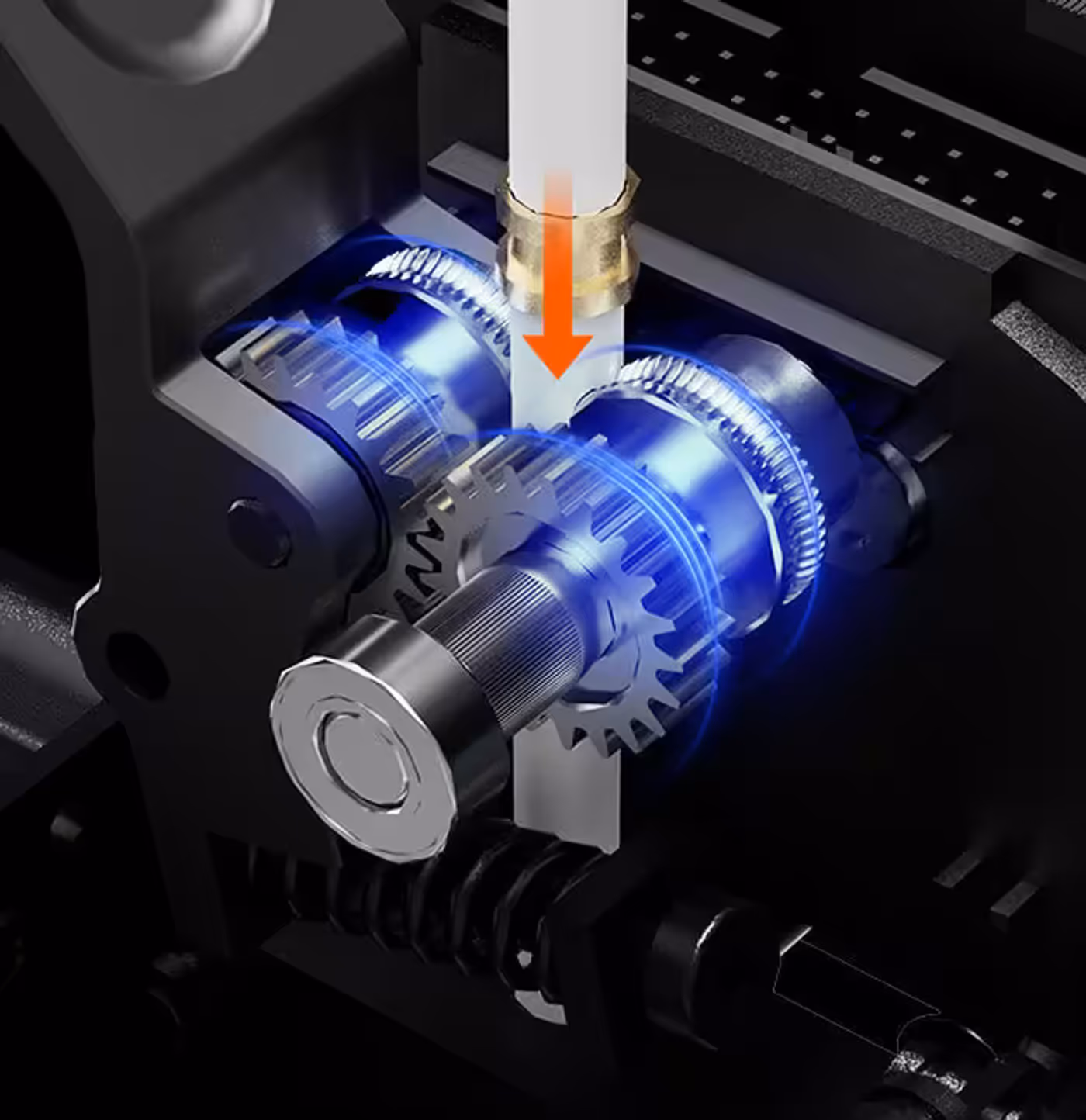 Dual-gear direct drive extruder weighing only 290g for smooth filament feeding