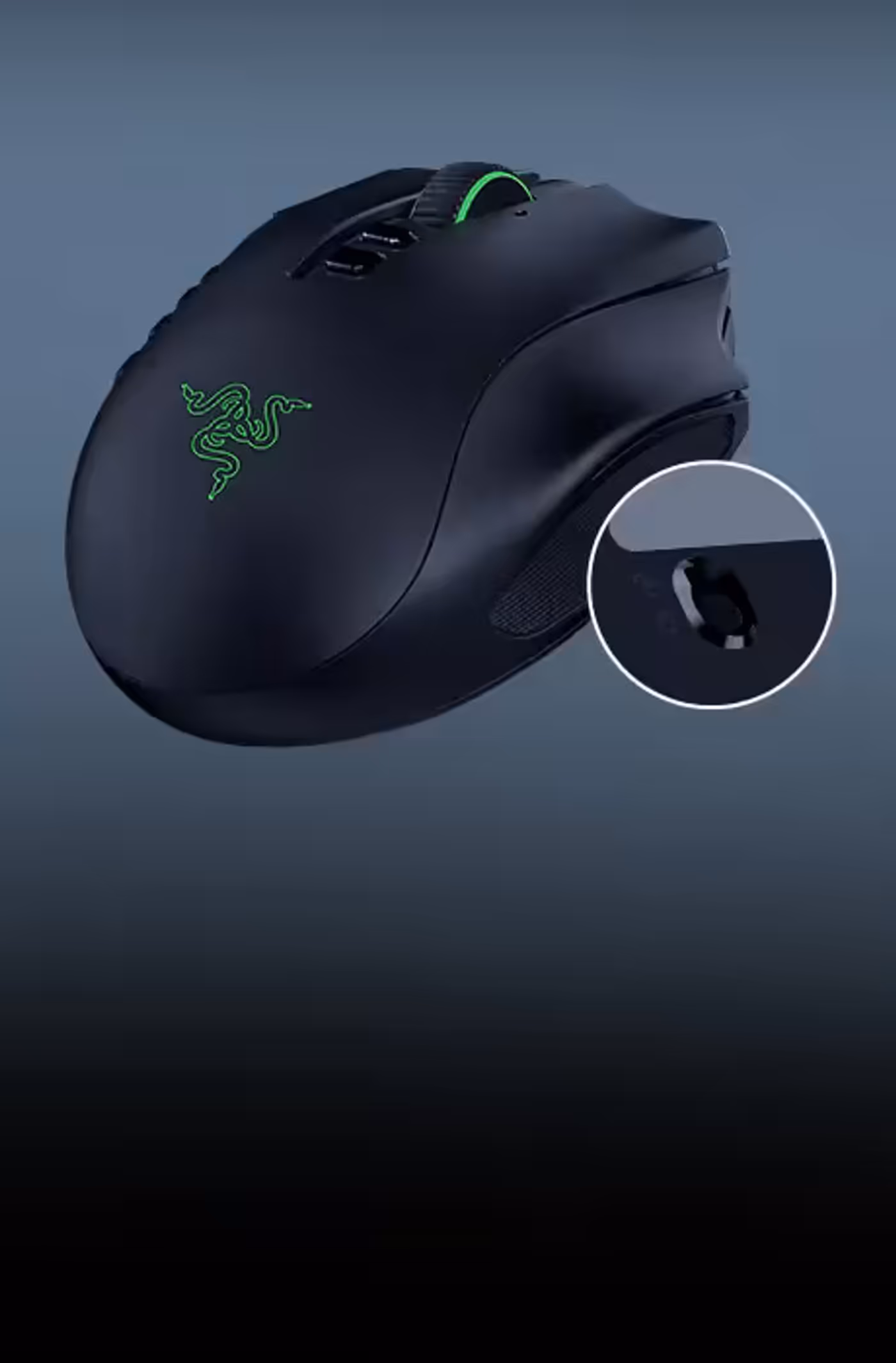 Razer Naga V3 Pro gaming mouse banner quote from the Guild Wars 2 Team highlighting versatility and Hypershift control.