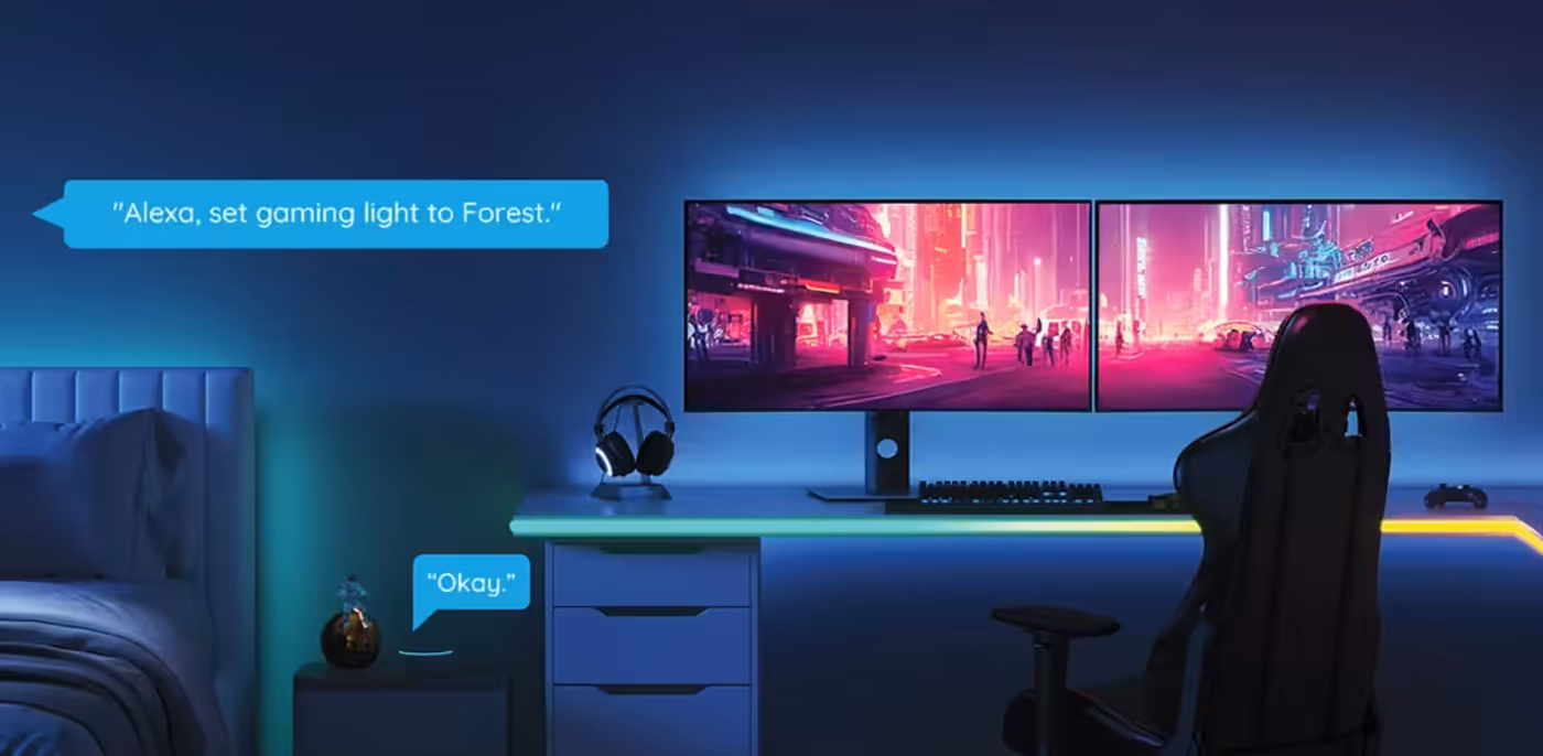 Neon gaming table light reacting to gameplay events using Razer Chroma integration