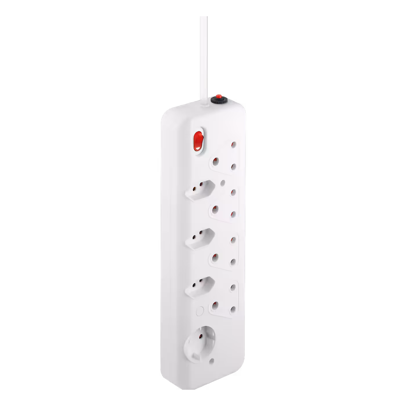 Nexon 8-Way High Surge Multiplug, front view of the three-pin, SANS 164-2 and Schuko sockets