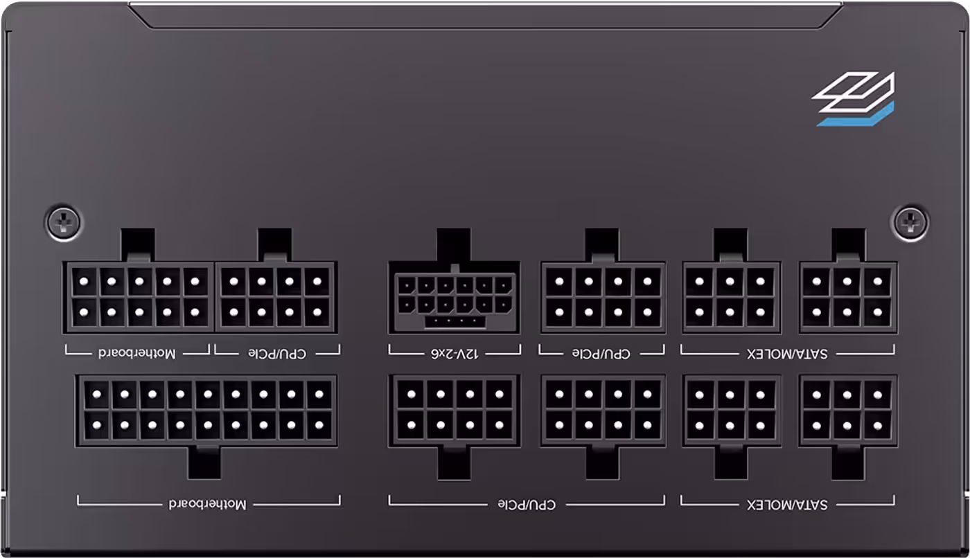 Fully modular back panel interface demonstrating detachable flat black cables