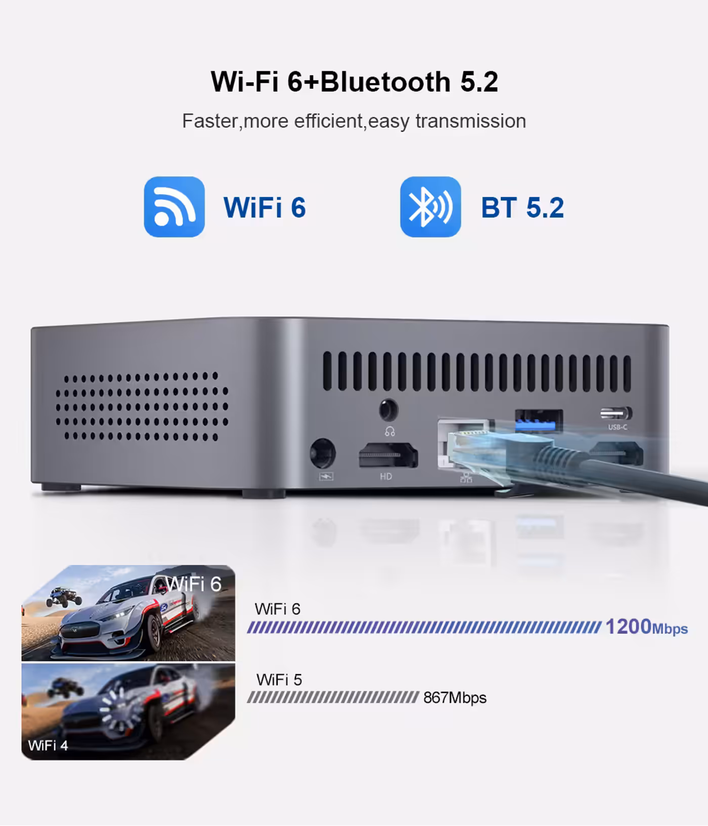 Front panel USB 3.0 ports on the Ninkear M7 V2 mini PC