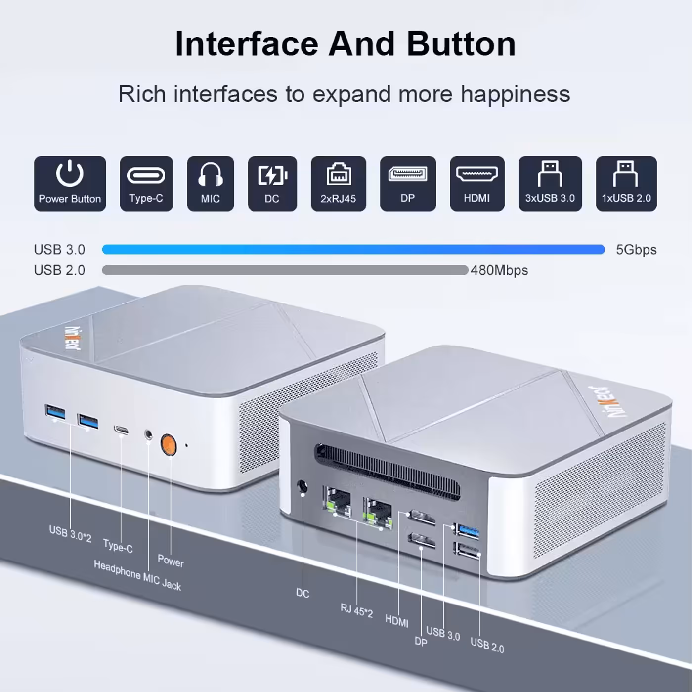 Ninkear M8 packaging contents including adapter and HDMI cable