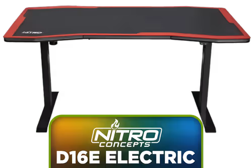 Nitro Concepts D16E ELECTRIC ADJUSTABLE SIT STAND GAMING DESK CARBON RED - Image 1