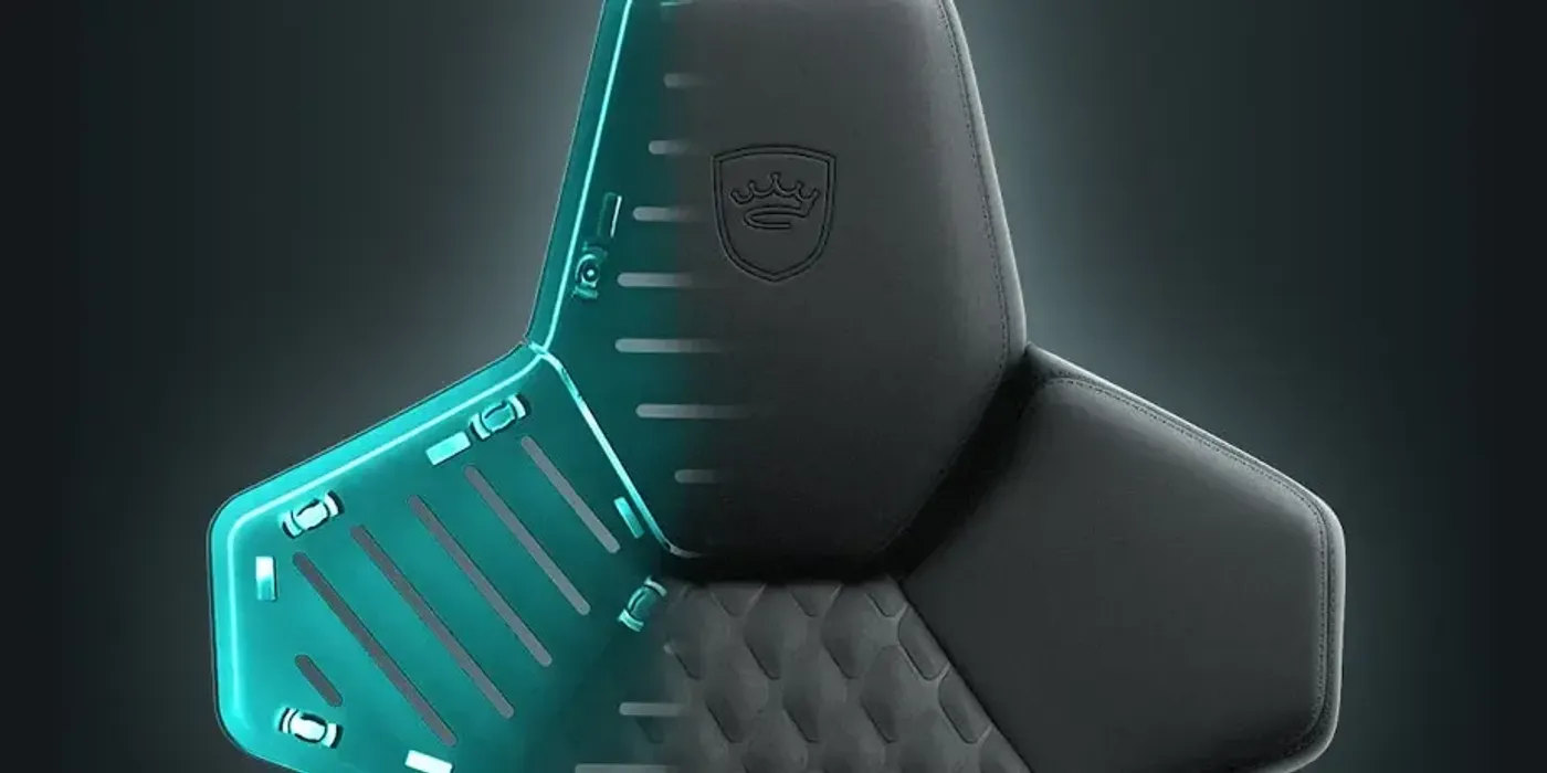 Close-up of the reinforced glass-fibre frame on the noblechairs Dawn gaming chair