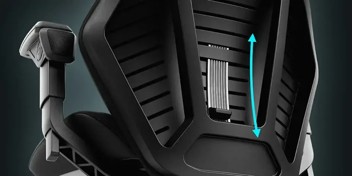Adjustable lumbar support slider on the noblechairs Dawn ergonomic chair
