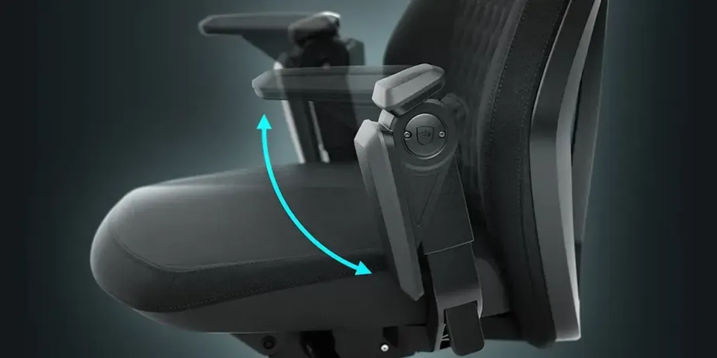 Foldable armrests on the noblechairs Dawn gaming chair