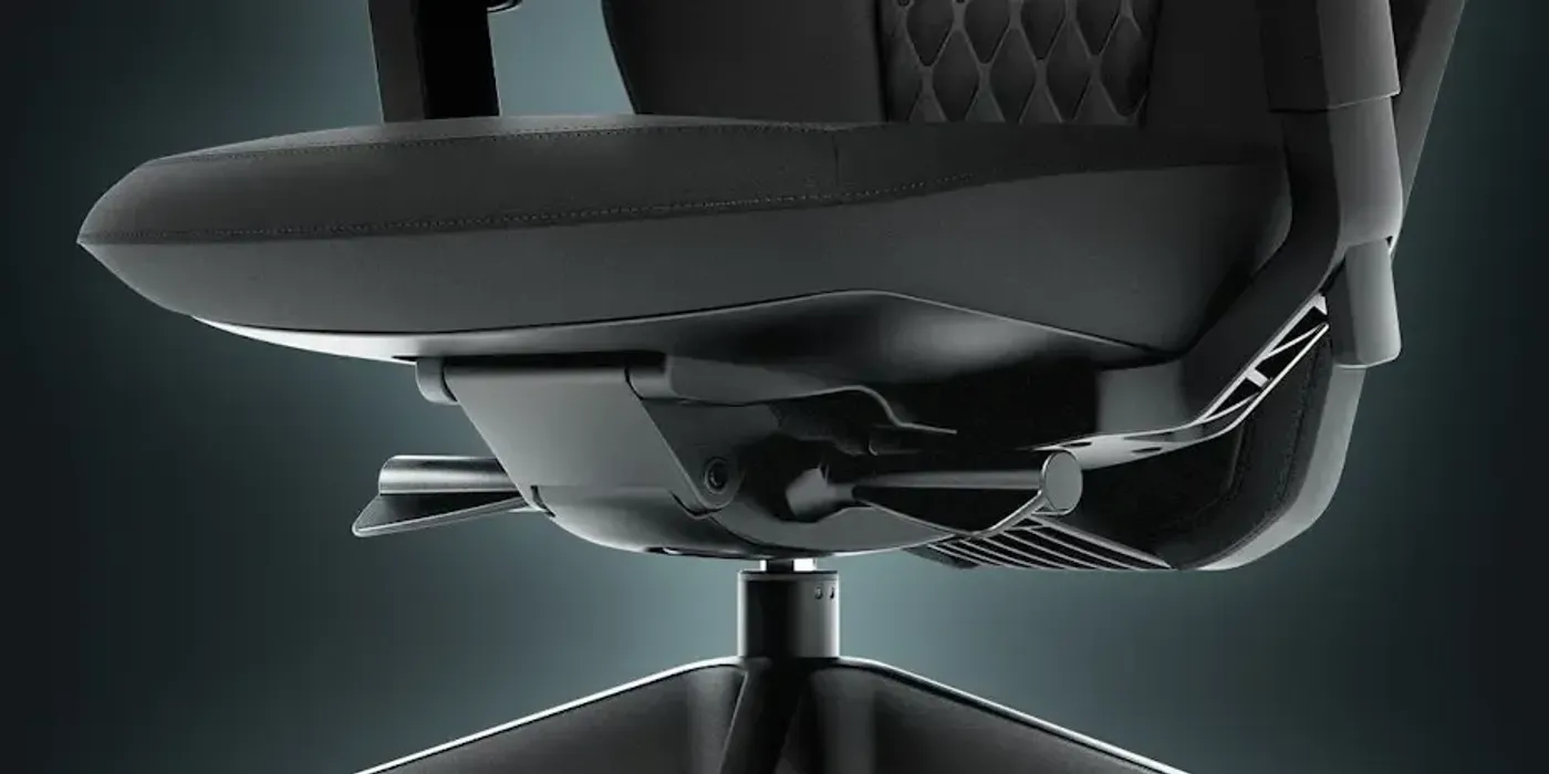 The black faux leather noblechairs Dawn gaming chair shown in full