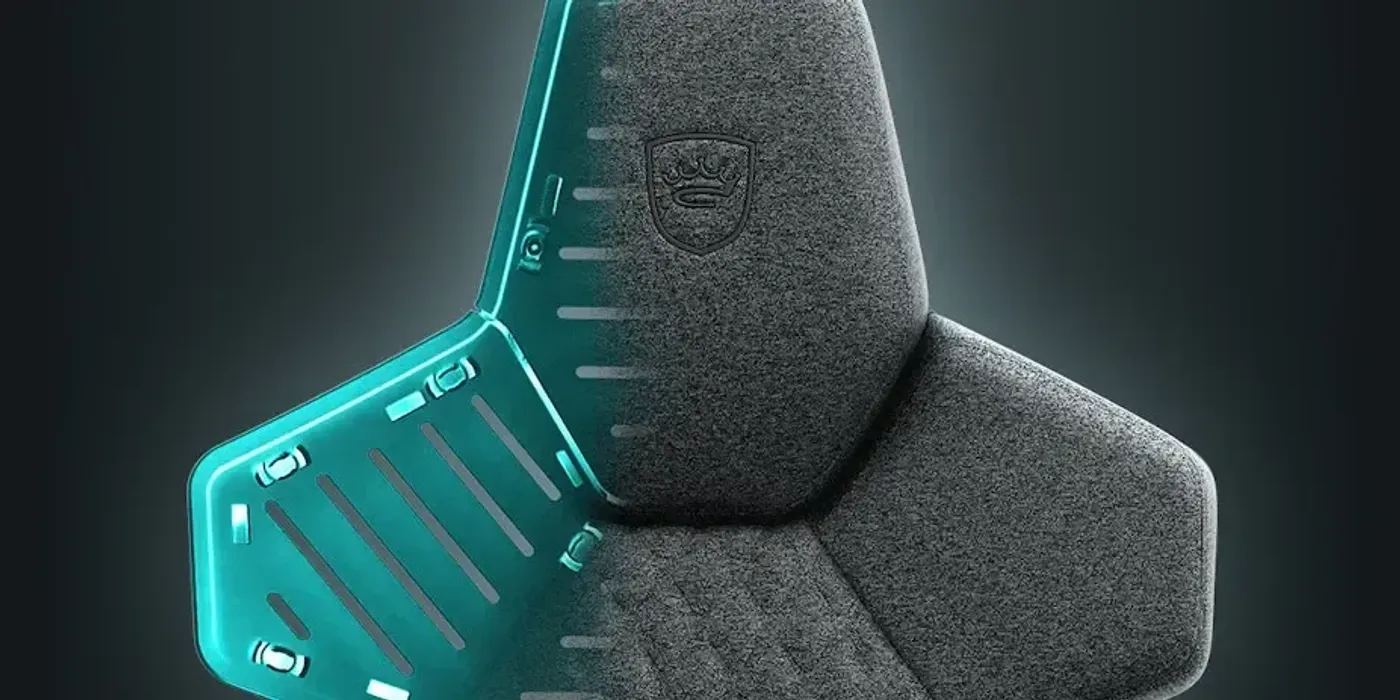 The noblechairs Dawn TX Granite showing its reinforced polyamide frame