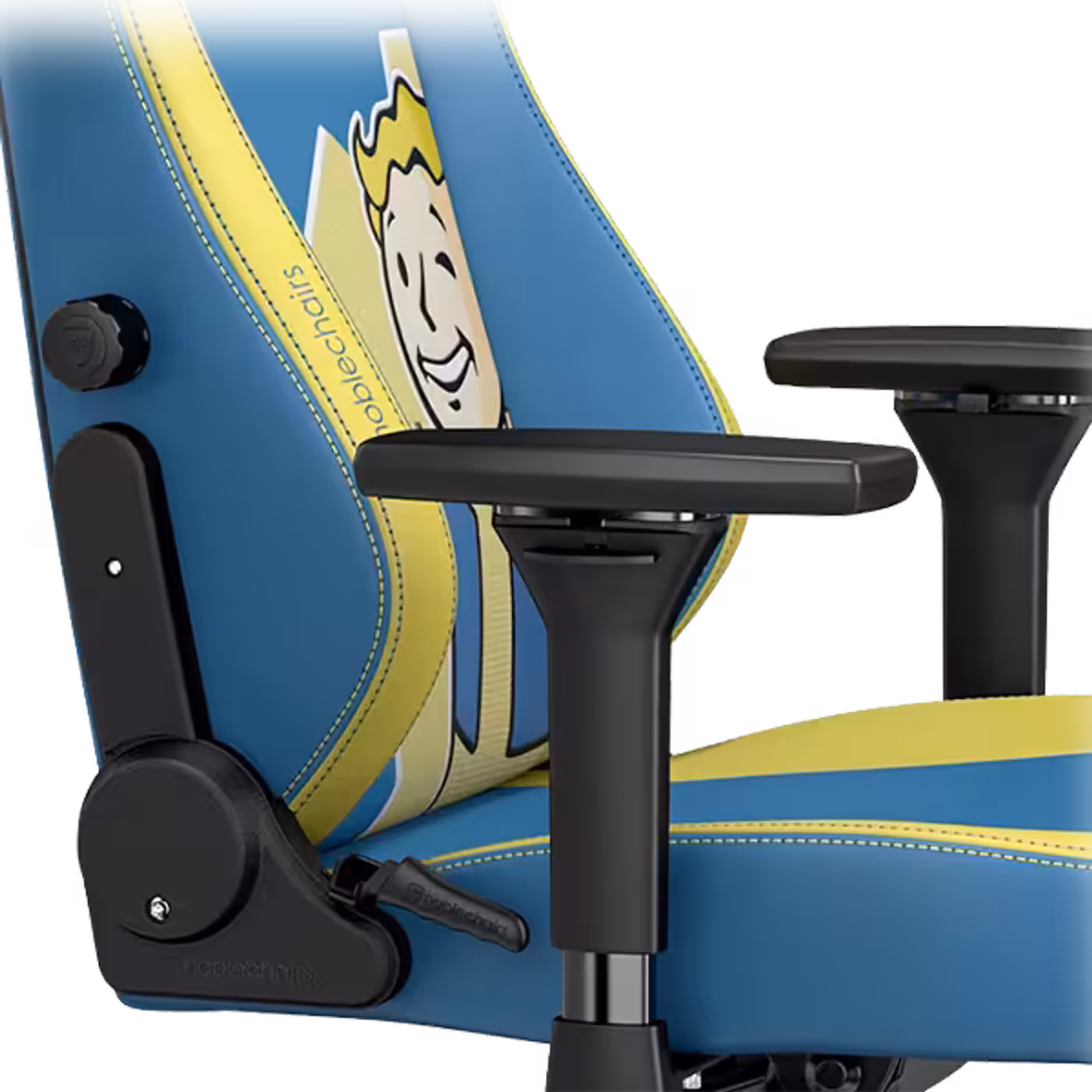 Gaming chair backrest featuring an integrated dial for customizable lumbar support adjustment