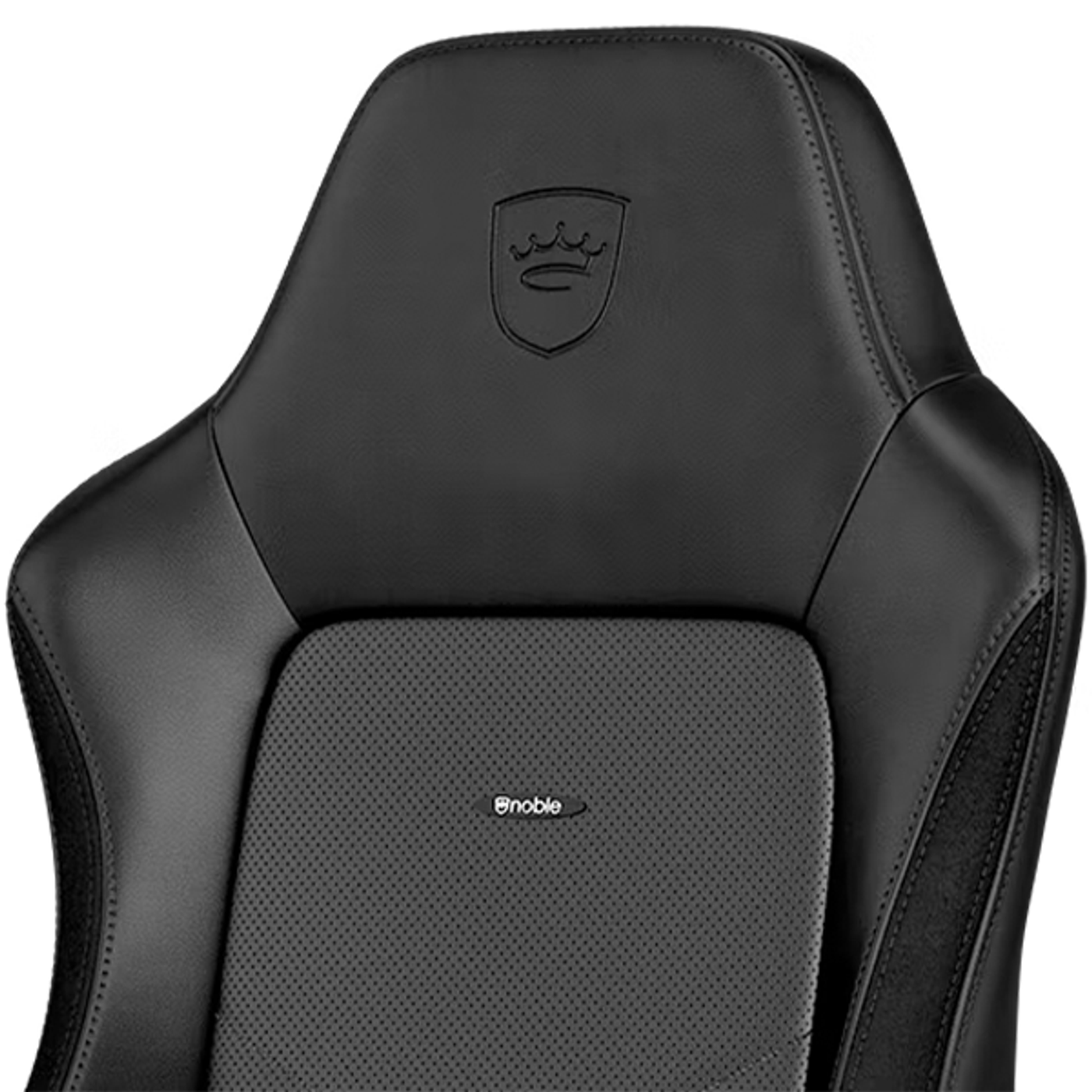 Diamond-pattern stitching and embossed emblem on the noblechairs HERO