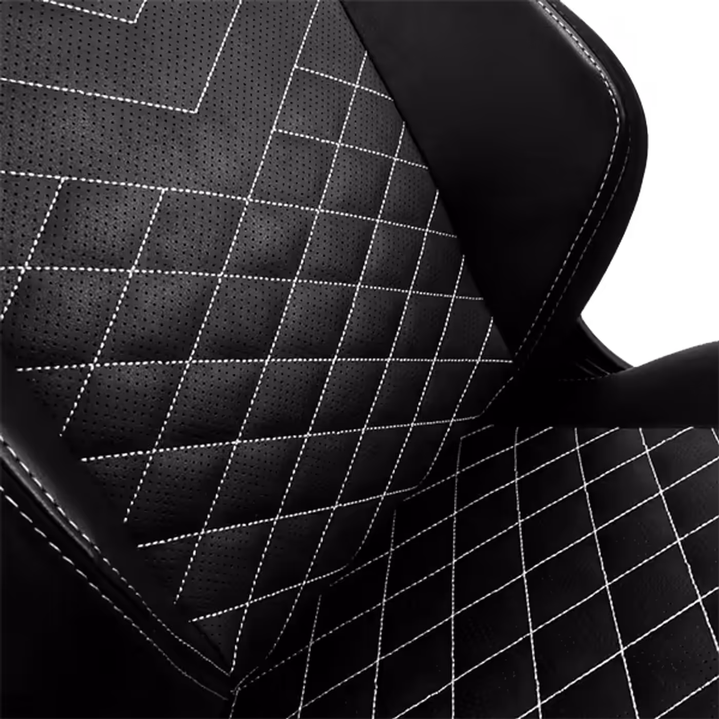 Close-up of the textured leather surface and velour accents on the chair