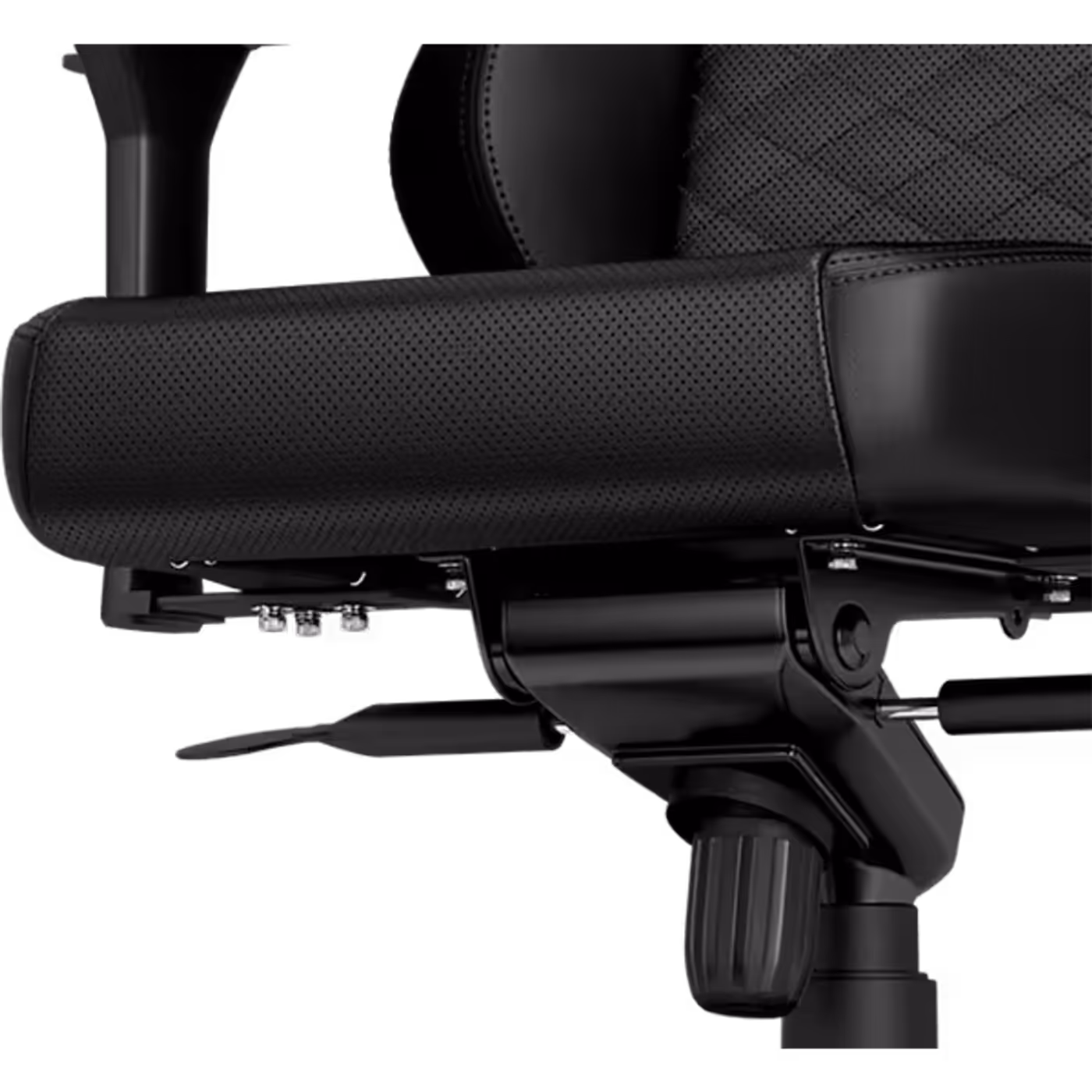 The gaming chair in a reclined position showing the adjustable tilt mechanism