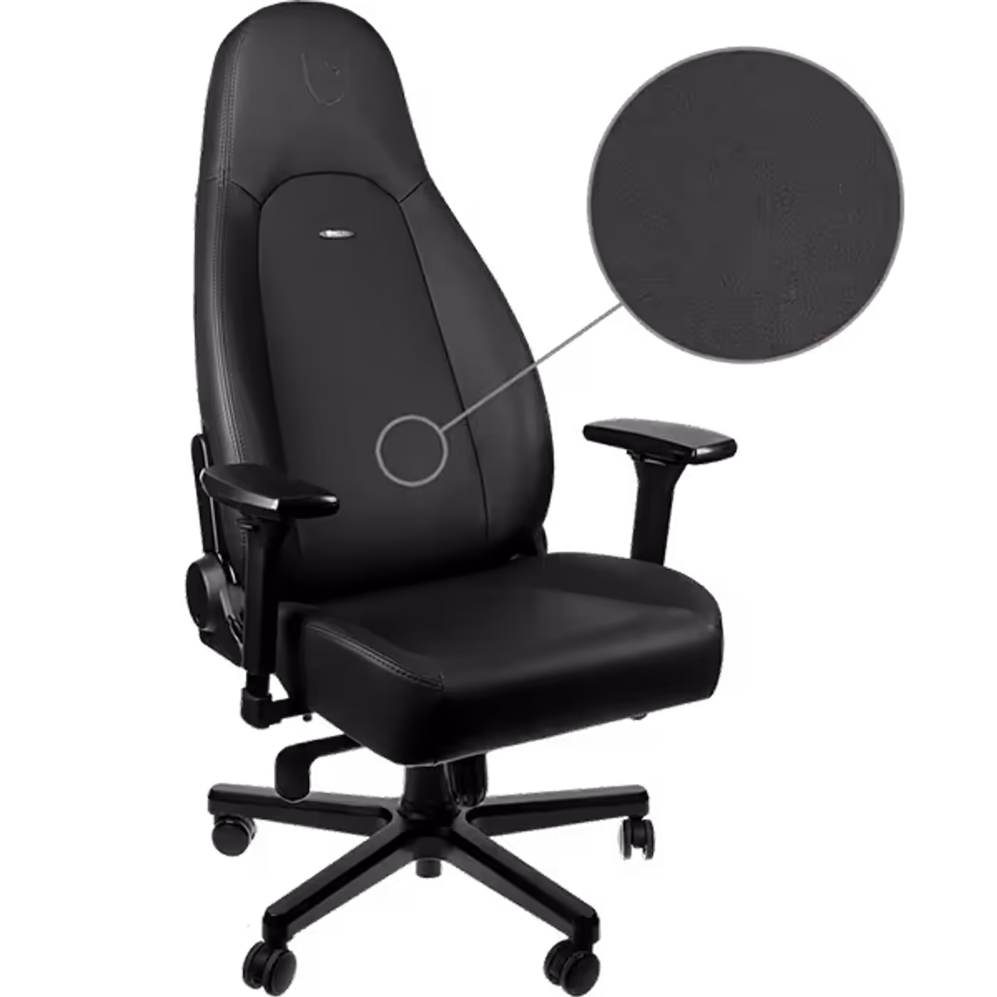 noblechairs ICON Gaming Chair Black Edition showing detailed craftsmanship and durable materials