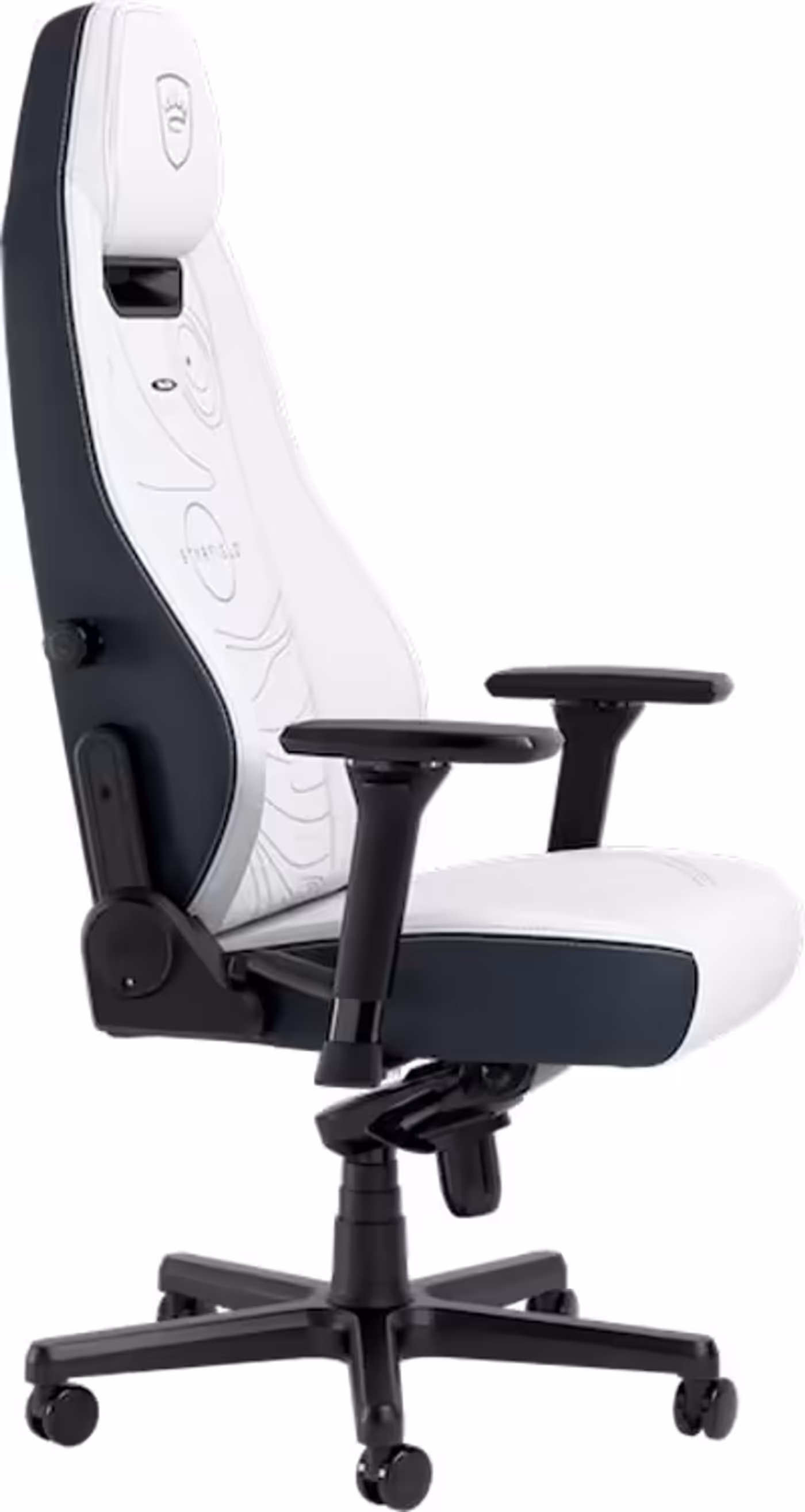 Front and back view of the noblechairs LEGEND Starfield Edition showing premium materials