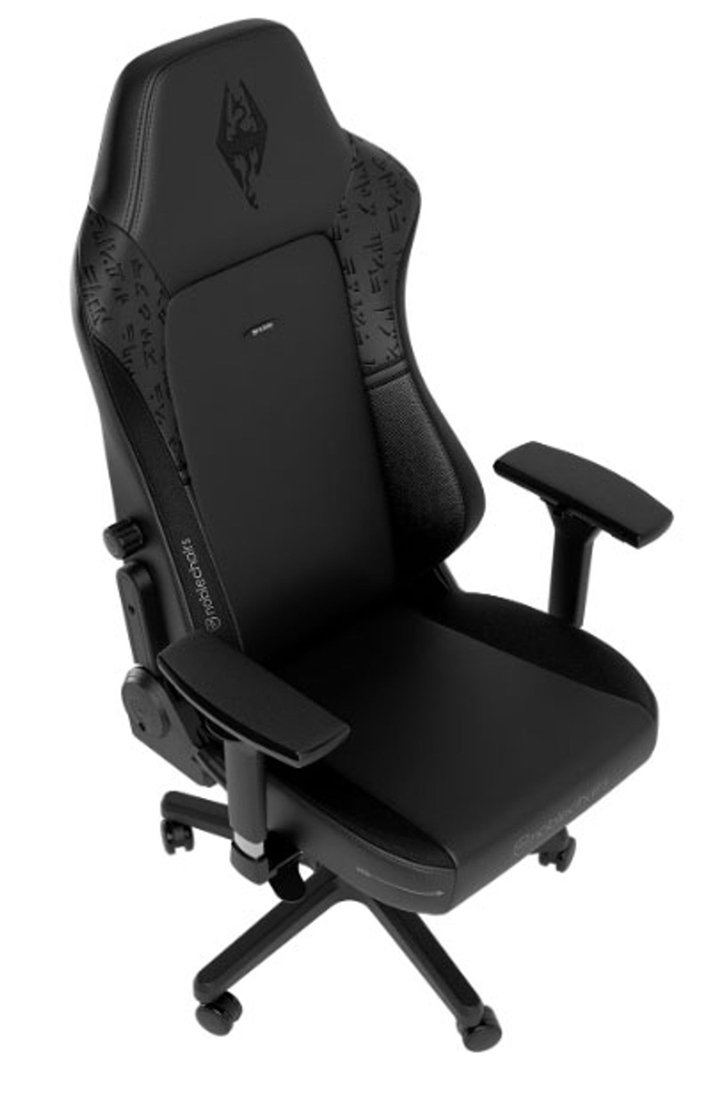 Skyrim decal and dragon language runes on the headrest and back of the noblechairs Hero