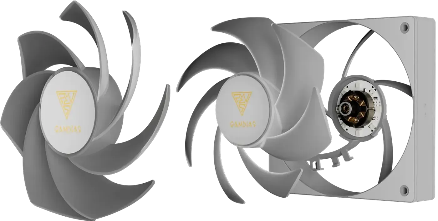 Demonstration of the included standard and reversed swappable fan blades