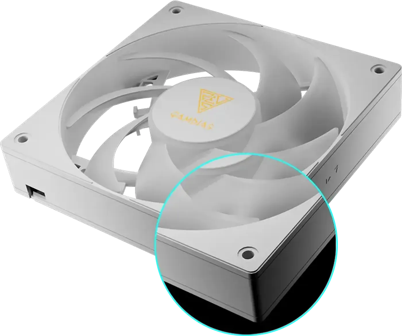 Anti-vibration rubber pads covering 80 percent of the fan corners