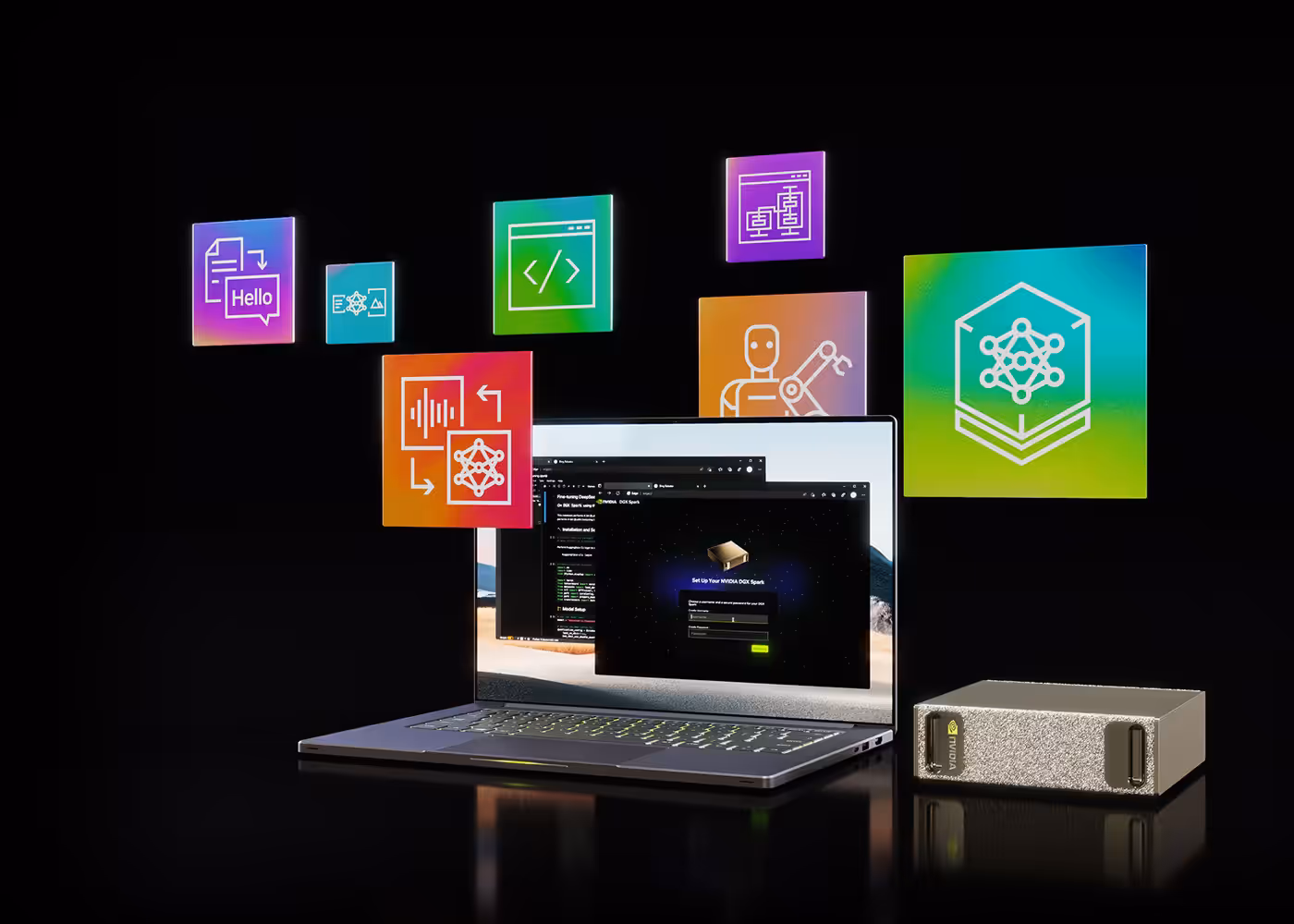 NVIDIA DGX Spark unit for desktop AI development