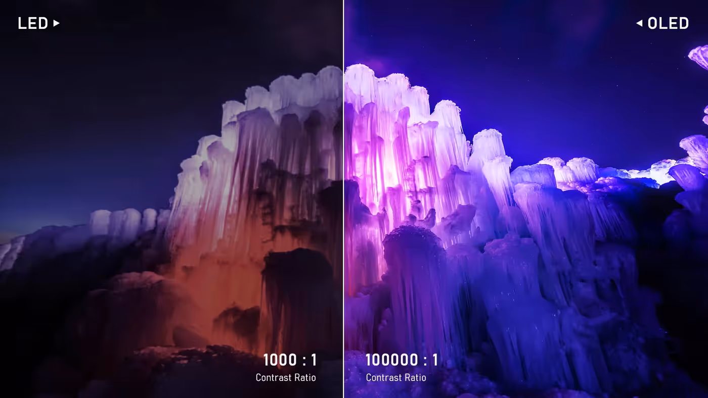 OLED monitor showcasing superior contrast ratio and deep blacks