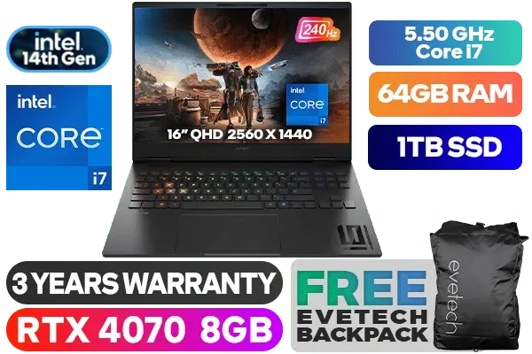 OMEN by HP 16 Intel Core i7 RTX 4070 Gaming Laptop With 64GB RAM - image 1 OMEN by HP 16 Intel Core i7 RTX 4070 Gaming Laptop With 64GB RAM - image 1