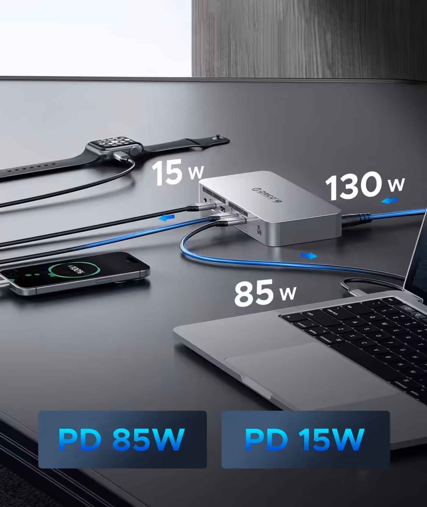 Power delivery ports on Orico Thunderbolt 4 dock